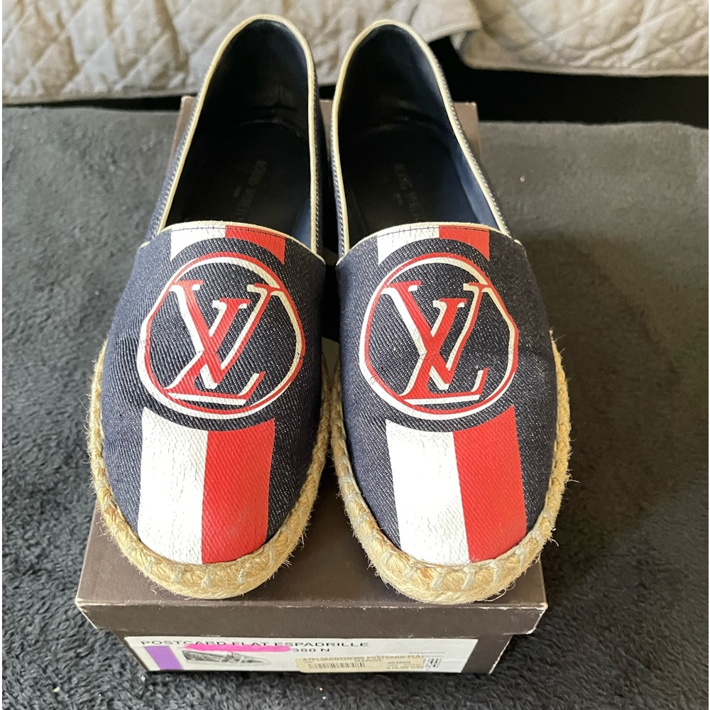 Authentic Louis Vuitton Blue Denim Postcard Espadrille
